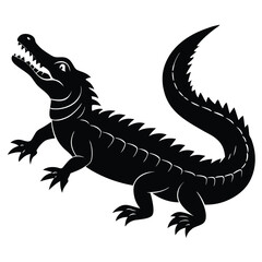  Crocodile silhouette icon isolated on white