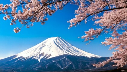 満開に咲く桜と富士山　観光春旅お花見タイトルバナー