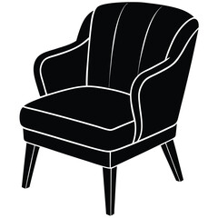Easy chair silhouette icon isolated on white