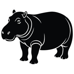 Hippopotamus silhouette icon isolated on white