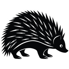 Porcupine silhouette icon isolated on white