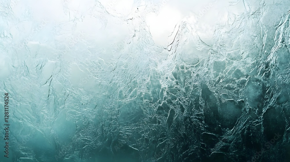 Aufkleber Breathtaking abstract art like patterns and textures created by the beauty of ice and frost on a frozen landscape  Captivating display of the cold chilly and frosty wonders of winter