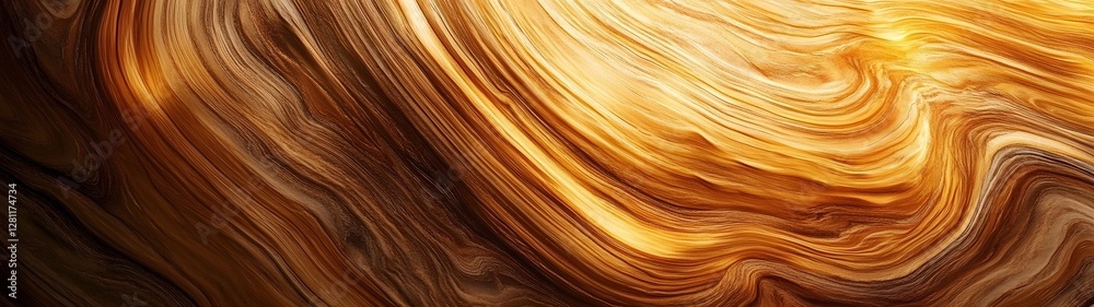 Poster breathtaking abstract image featuring a mesmerizing display of liquid waves and swirling wooden text
