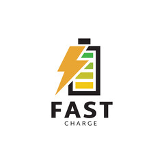Fast charging battery, Electric charge icon, Isolated on black background, Vector illustration