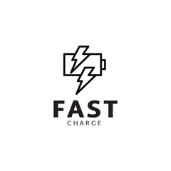 Fast charging battery, Electric charge icon, Isolated on black background, Vector illustration
