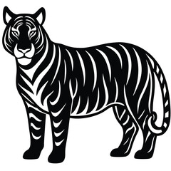 Tiger silhouette icon isolated on white