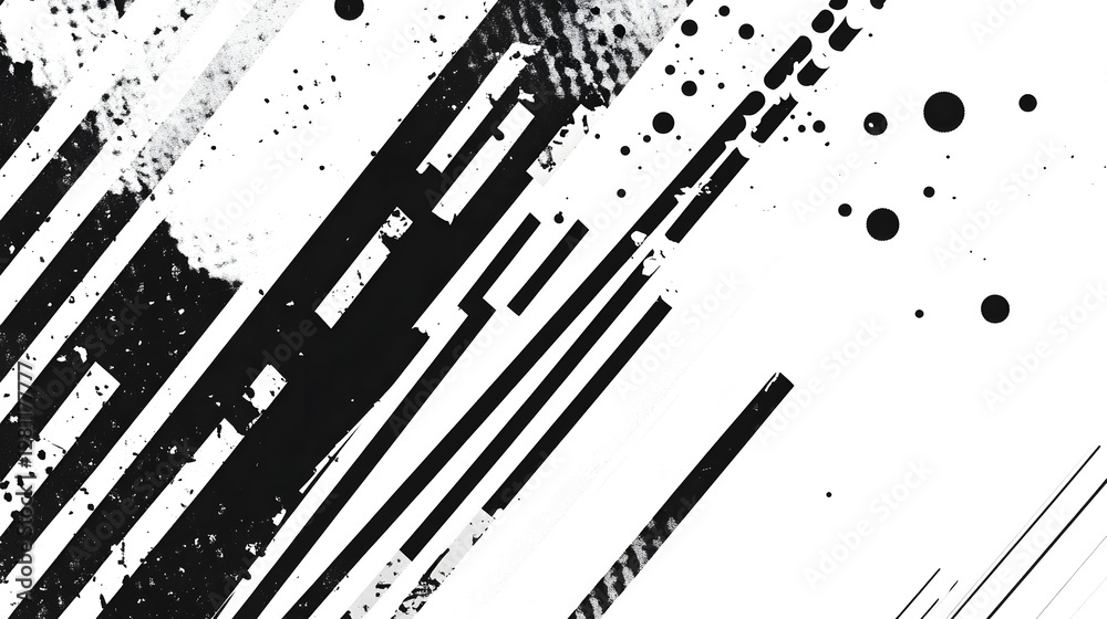 Aufkleber Captivating abstract background featuring dynamic futuristic graphic patterns and shapes in a bold black and white color scheme  The design creates a sense of motion energy