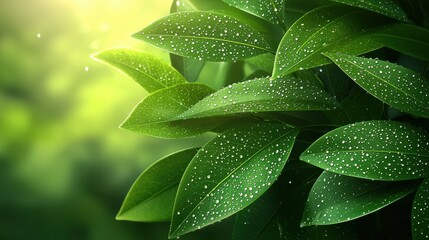 Obraz premium Close-up study of an urban leaf with droplets of acid rain,