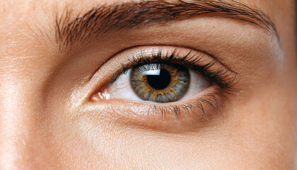 Obraz premium A close-up of an eye showcasing intricate details, including its striking color and the natural texture of the skin surrounding it.