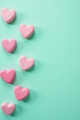 Pastel colored hearts on a mint green backdrop, Heart, feminine