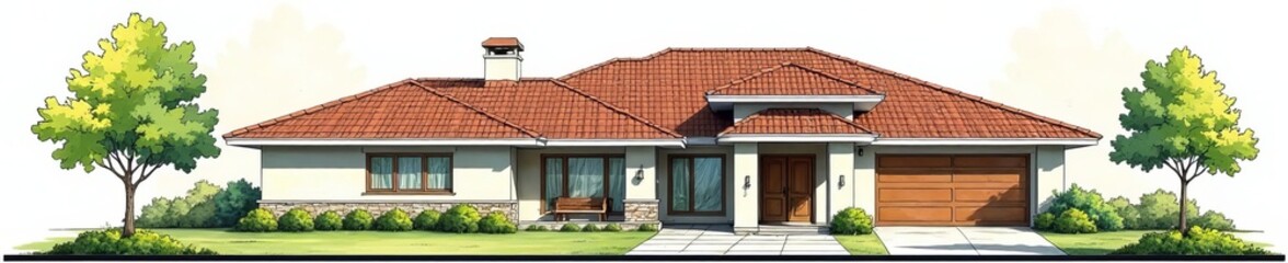 Obraz premium Architectural drawing of residential house layout, floor plan, house, blueprint