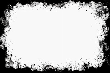 A textured black and white background featuring a rough, grungy border that frames a blank central space