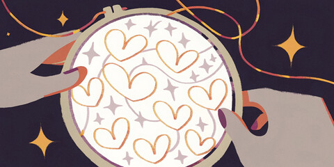 Creative embroidery with heart patterns for national craft month