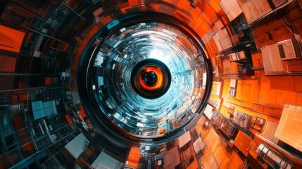 Obraz premium Abstract futuristic tunnel with vibrant colors and complex structures