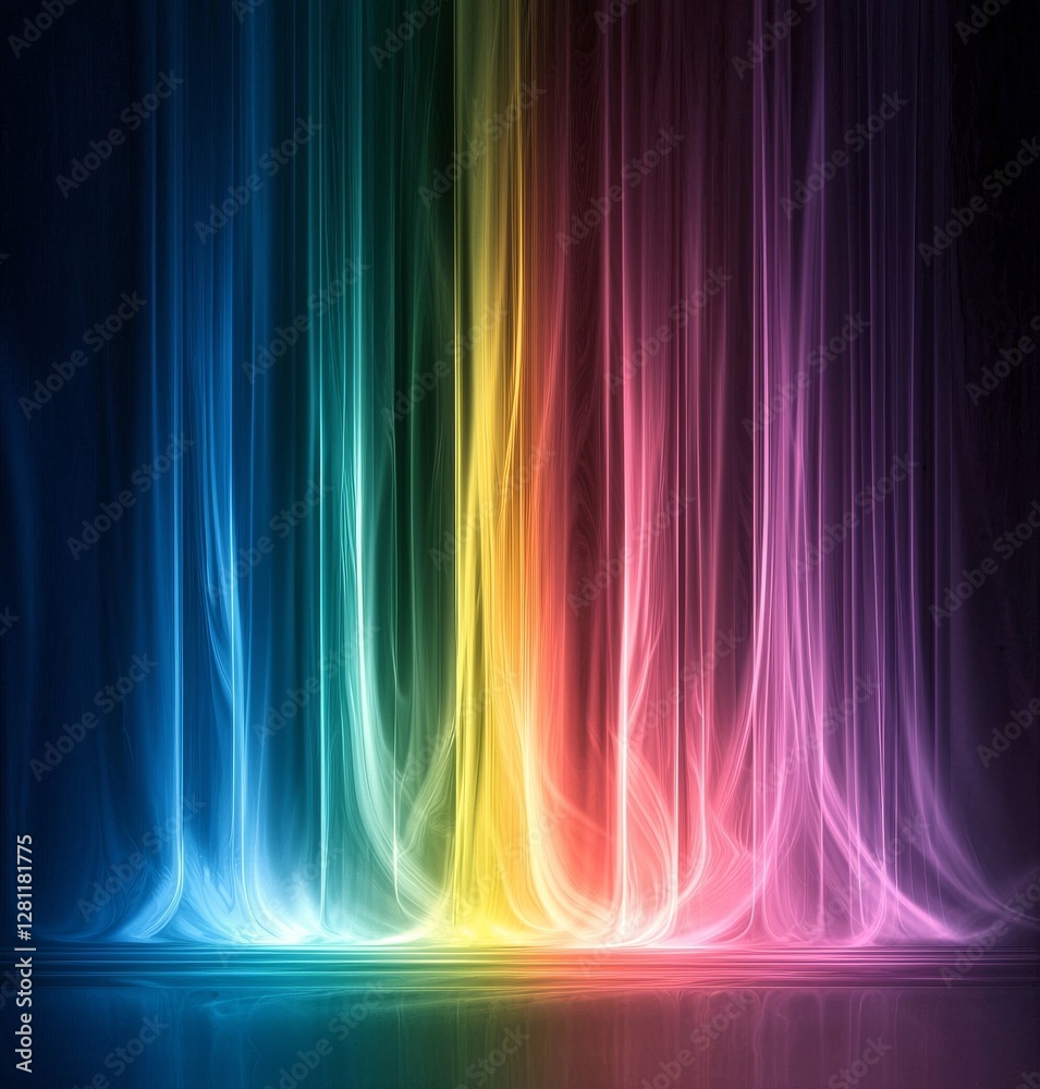 Wall mural glowing lighting flare and multicolored abstract sparkling colorful light rays form a beautiful back
