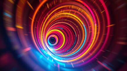 Obraz premium abstract astral corridor-portal with bright neon light effects, spirals of light