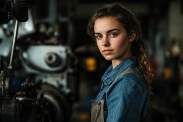 Mechanic Apprentice: Confident Woman Learning Auto Repair with Experienced Male Teacher