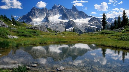 Serene Mountain Lake Reflection Majestic Peaks and Tranquil Waters