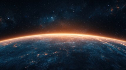 Fototapeta premium Stunning View of Earth’s Horizon Under a Starry Night Sky