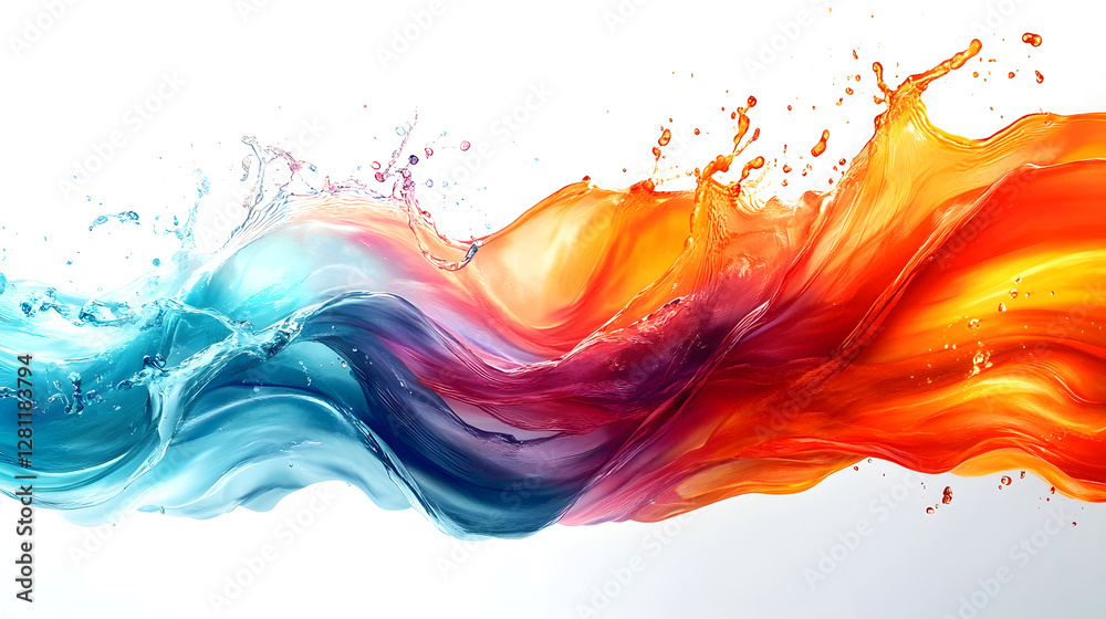 Poster Captivating abstract image of vibrant liquid paint splashing and flowing in mesmerizing motion creating dynamic and colorful patterns that evoke a sense of energy imagination and digital art