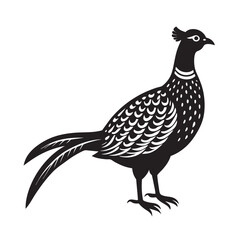 Green pheasant silhouette elegant avian vector illustration