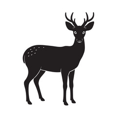 Obraz premium Endangered south American deer huemul silhouette vector illustration