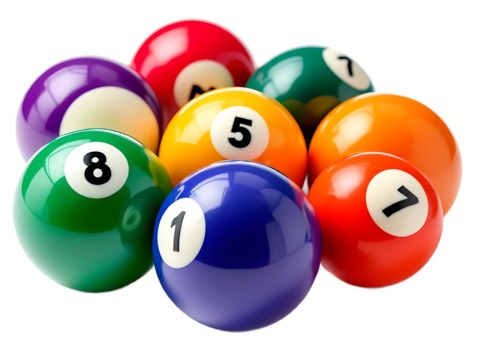 snooker balls isolated on white background