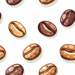 Fototapeta premium Seamless pattern featuring coffee beans in a rich, natural design for textiles and backgrounds