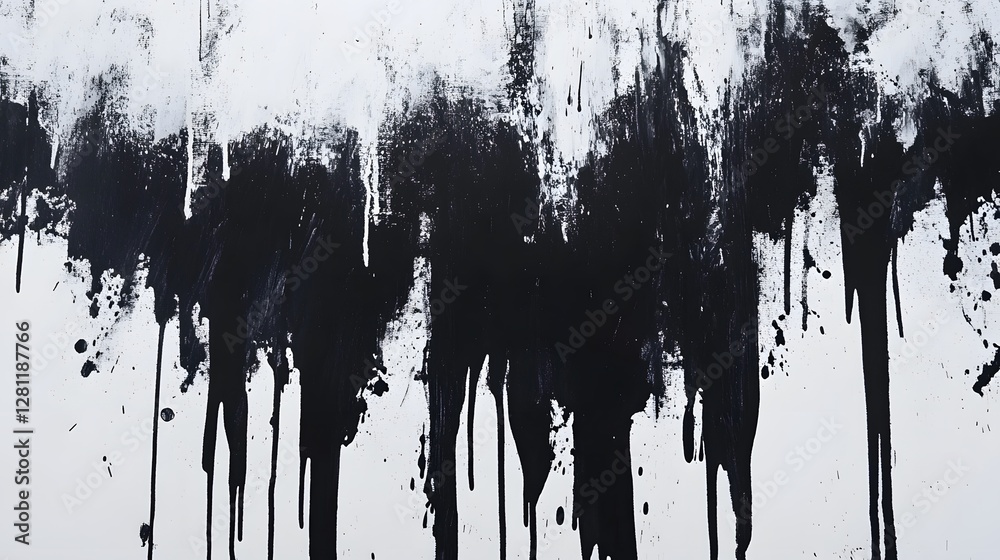 Poster captivating abstract monochrome painting featuring a dramatic splash of ink and paint with fluid cha