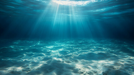 Obraz premium Underwater Sunlight Filtering Through the Ocean Surface illuminating the seabed