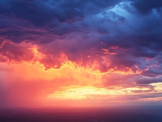 Obraz premium Dramatic Sunset Cloudscape Over City