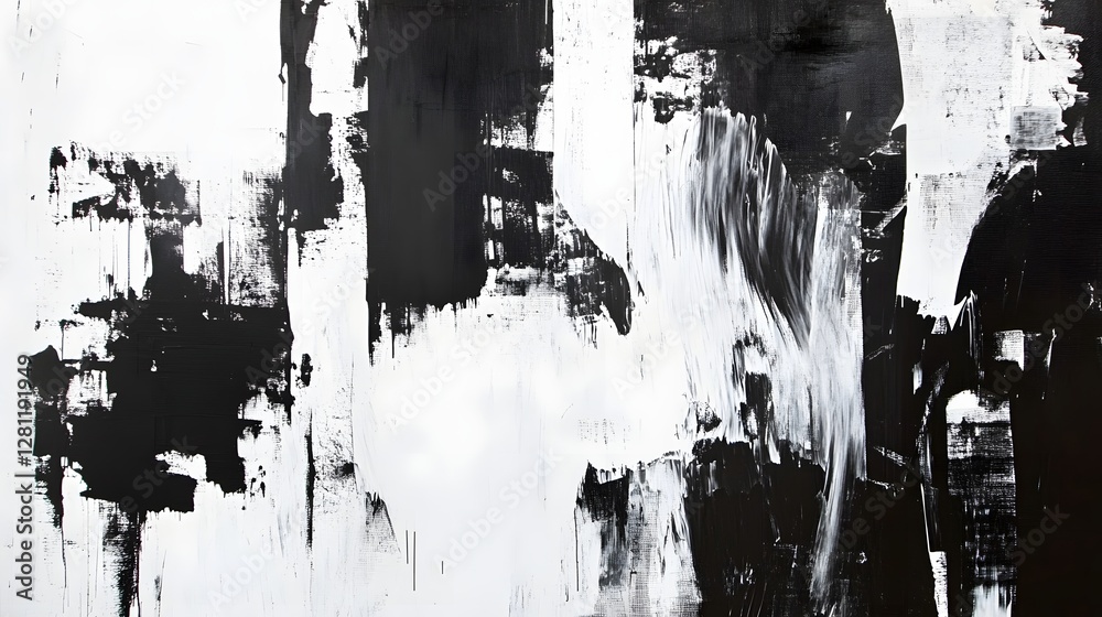 Aufkleber captivating abstract painting featuring bold monochrome brushstrokes and contrasting textures that c