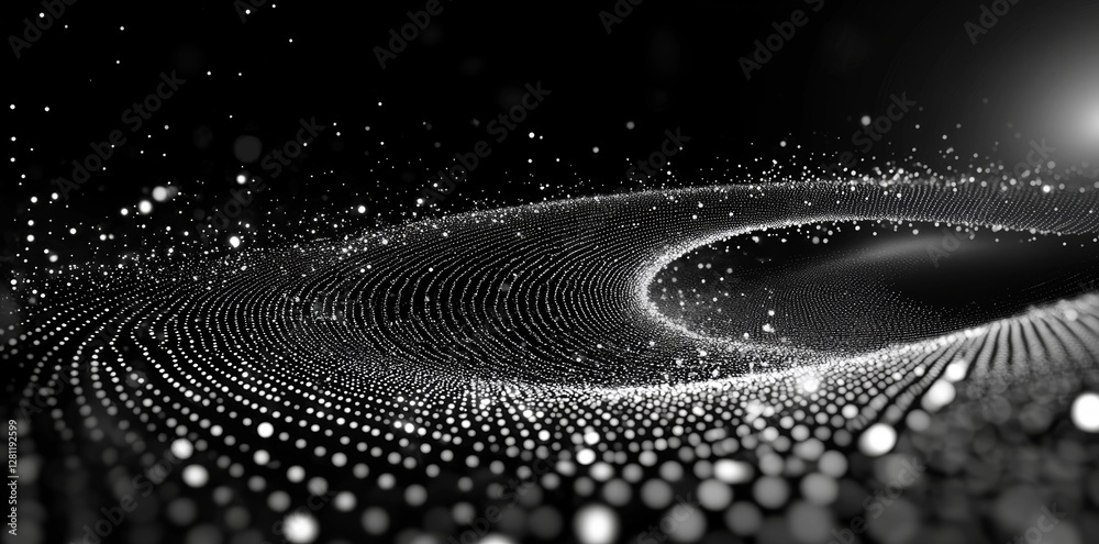 Poster abstract binary computer data moves rapidly with a high-speed motion blur, symbolizing futuristic te