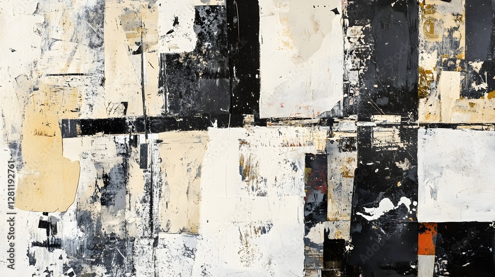 Aufkleber Captivating Abstract Painting with Layered Textures and Grungy Tones Evoking a Moody and Atmospheric Ambiance  This striking