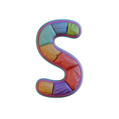 Naklejka premium Colorful Fabric 3D Alphabet PNG Letters