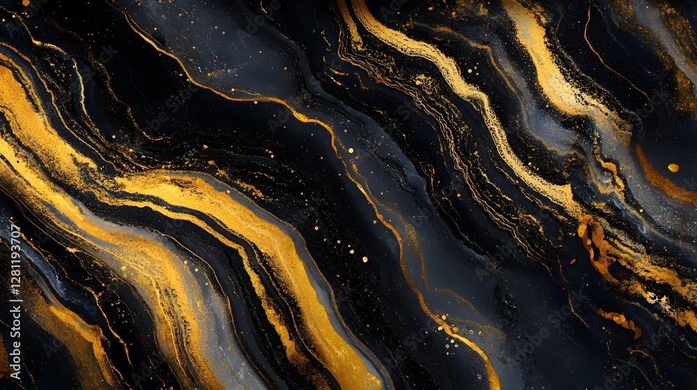 Aufkleber Captivating abstract texture with a mesmerizing metallic marble like pattern featuring radiant golden swirls dramatic shadows and a bold opulent aesthetic