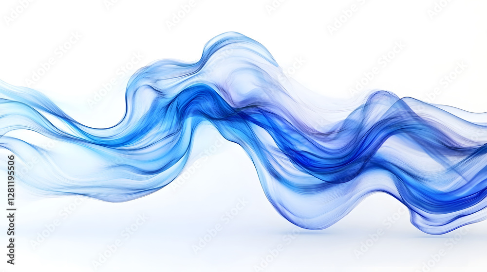 Aufkleber Captivating Blue Fluid Waves   Abstract Dynamic Movement and Flow Background  Elegant Ethereal Swirling Patterns of Light and Transparency Create a Mesmerizing Hypnotic Visual Experience