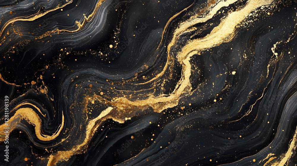 Poster captivating cosmic abstract marble and gold glitter texture backdrop with flowing organic patterns a