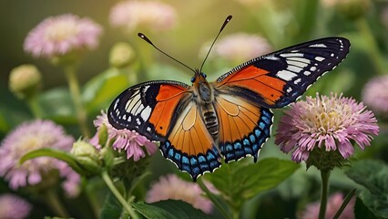 Naklejka premium monarch butterfly on pink flower