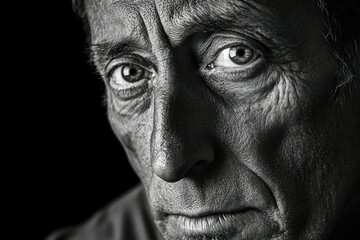 Obraz premium Intense Close-Up of an Older Man's Face Capturing Deep Emotions and Intriguing Expressions