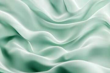 Fototapeta premium Soft Mint Green Fabric Surface with Gentle Waves and Elegant Drapery for Textiles and Fashion