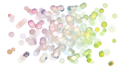 Blurred bokeh colors light glowing on transparent background