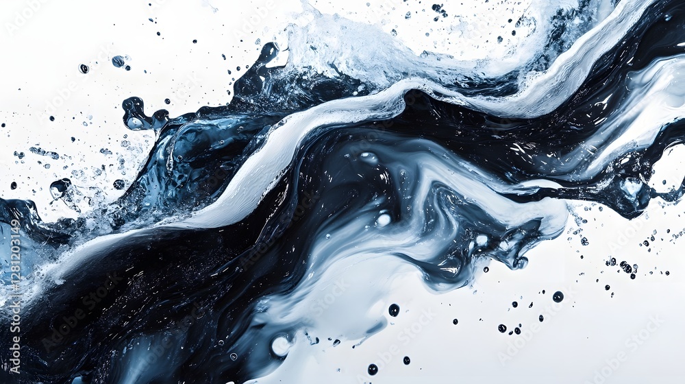Aufkleber Captivating Fluid Motion and Abstract Patterns in Swirling Ink and Color Gradient  Mesmerizing digital art piece showcasing the dynamic flow and viscosity of ink or liquid paint in a vibrant modern