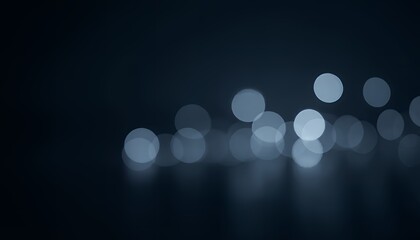 Minimalist dark background with soft glowing white and silver bokeh lights, simple and modern, evoking a calming and peaceful visual effect