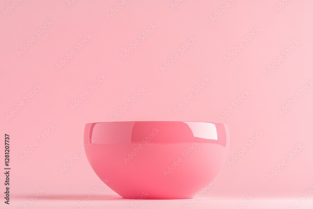 Poster pink object epitomizing barbiecore style rests on smooth solid color background embodying minimalist