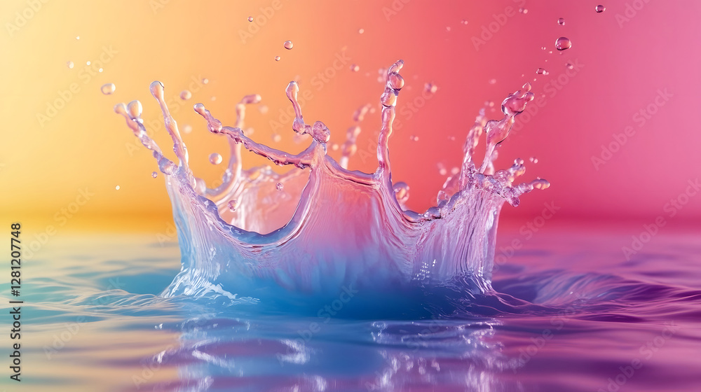 Poster Captivating image of a vibrant splash of colorful liquid flowing bursting and exploding with dynamic motion and energy  The liquid appears to be in a state of high speed movement frozen in time