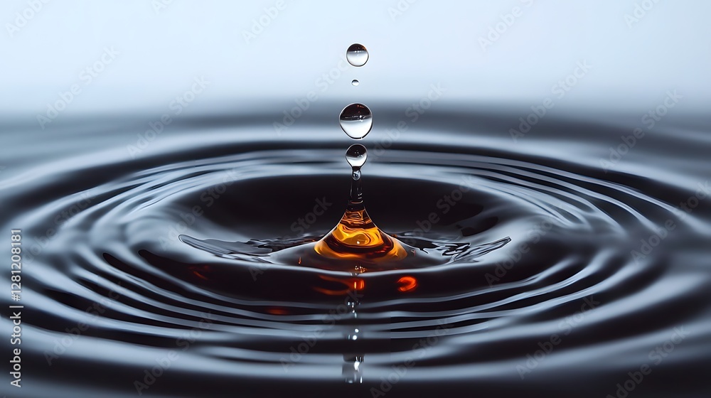 Aufkleber Captivating liquid droplet splash and ripple effect creating an abstract background with a serene tranquil and meditative atmosphere