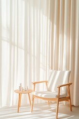 serene therapy session with natural light softly illuminating calming space featuring comfortable armchair and small