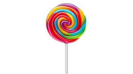 Rainbow Swirl Lollipop Candy Sweet Treat on Stick Graphic Design Element