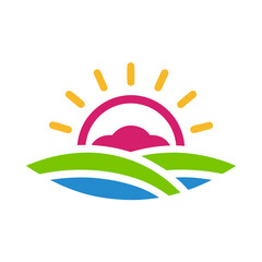 summer landscape with sun